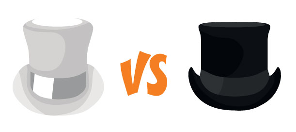 White Hat SEO vs. Black Hat SEO Illustration