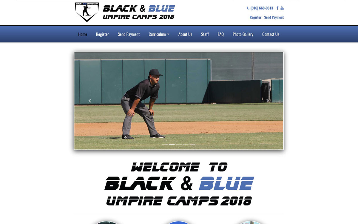 Black & Blue Umpire Camps Slide 1